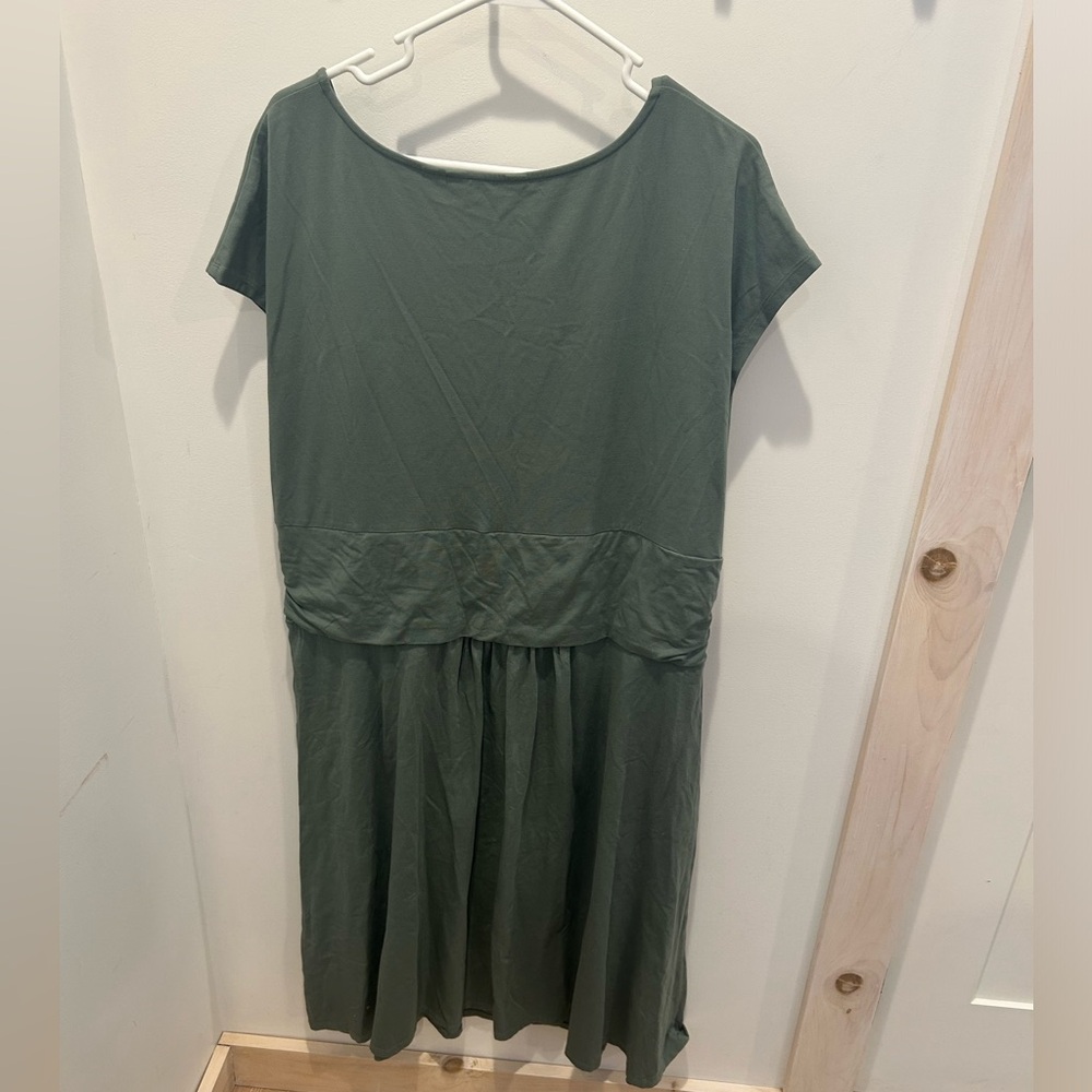 Lands’ End Cap Sleeve Twist Front Fit Flare Dress Washed Olive Green Size 2X - Picture 3 of 6